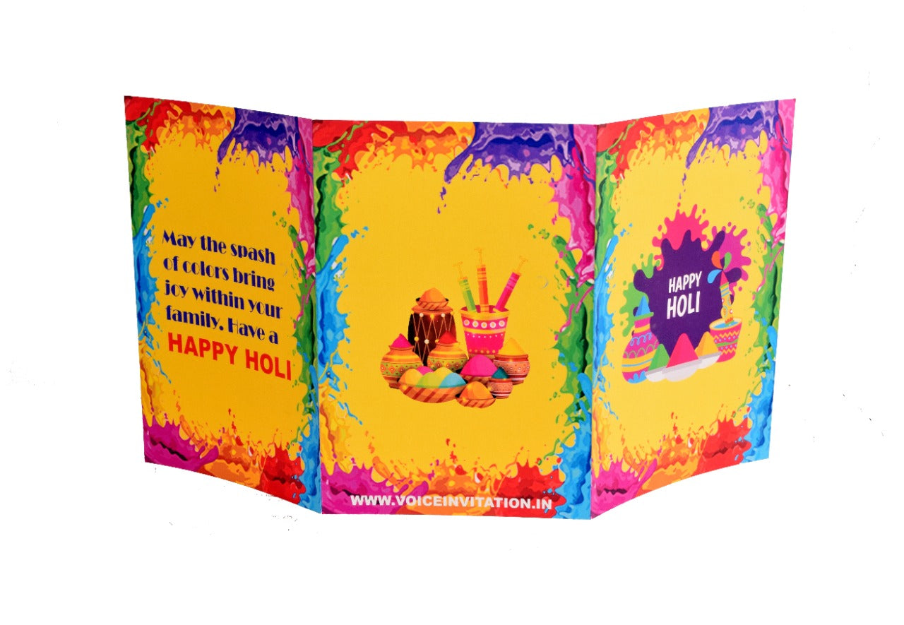 Beautiful Holi Musical Greeting Card with Soothing Music " Rang Barse.... " Starts When Card is Opened ( Holi Hain yellow card )