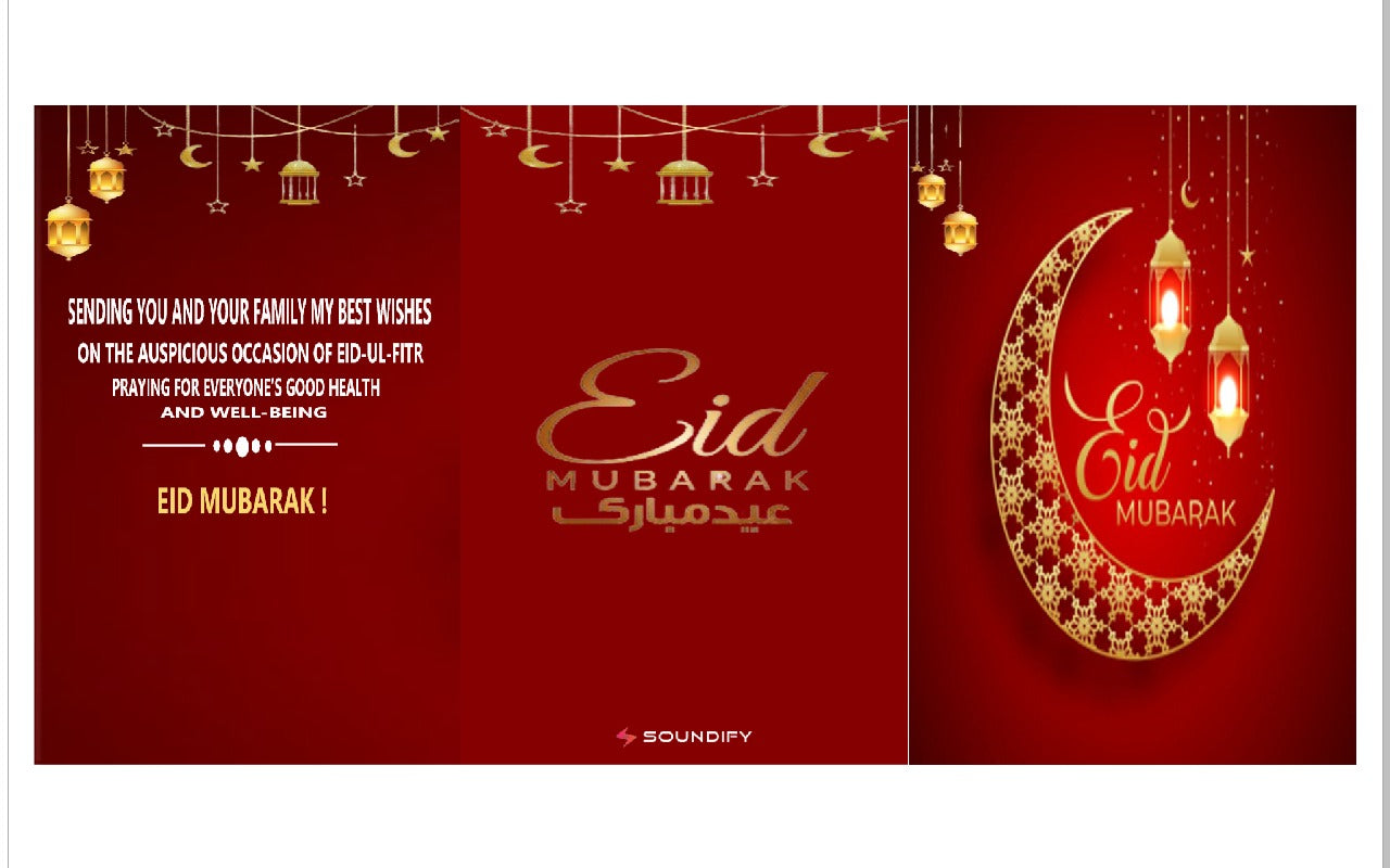 Eid Mubarak Musical Greeting Card (RED)