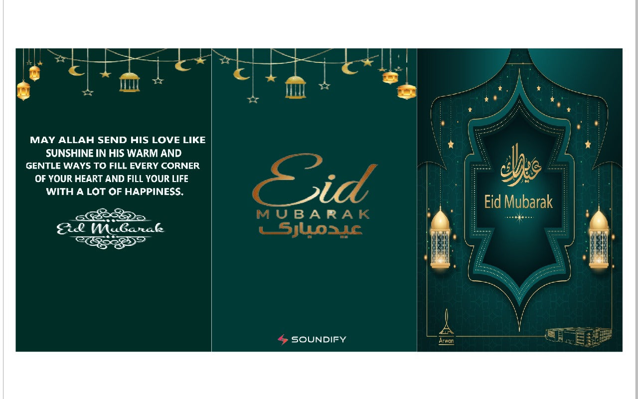 Eid Mubarak Musical Greeting Card (green)