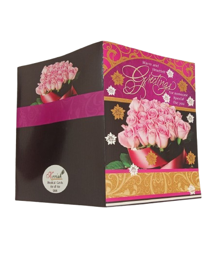 Happy New Year Musical Greeting Card ( light pink rose)