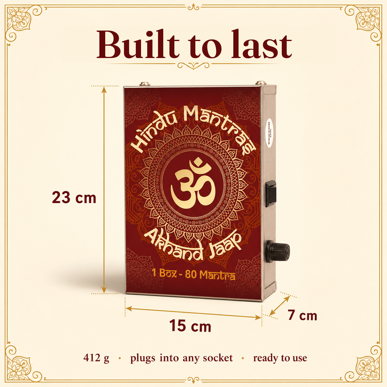 80-in-1 mantra box size 23 x 15 x 7 cm, built to last in metal