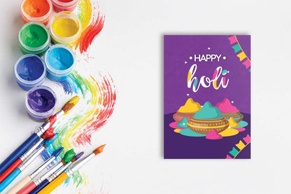 Beautiful Holi Musical Greeting Card with Soothing Music " Rang Barse.... " Starts When Card is Opened ( Purple )