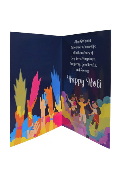 Beautiful Holi Musical Greeting Card with Soothing Music " Rang Barse.... " Starts When Card is Opened ( Yellow )