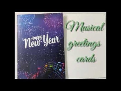 Happy New Year Musical Greeting Card ( Blue New Year  Card )