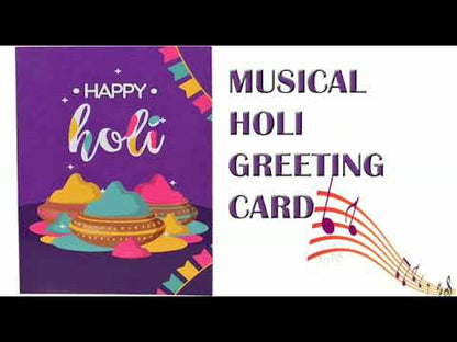 Beautiful Holi Musical Greeting Card with Soothing Music " Rang Barse.... " Starts When Card is Opened ( Purple )