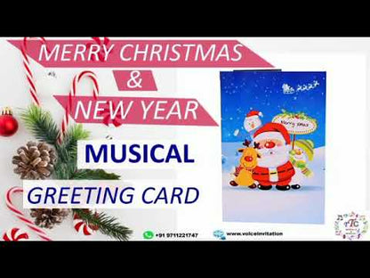 Merry Christmas Musical Greeting Card ( Blue Santa Card )