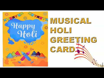 Beautiful Holi Musical Greeting Card with Soothing Music " Rang Barse.... " Starts When Card is Opened ( Yellow )