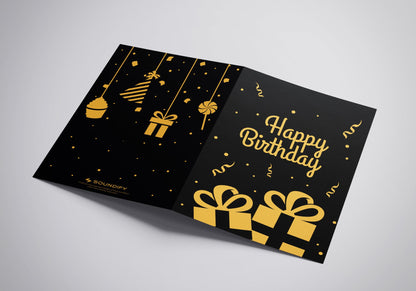 Happy Birthday Musical Card (Black Confetti) - Soundify