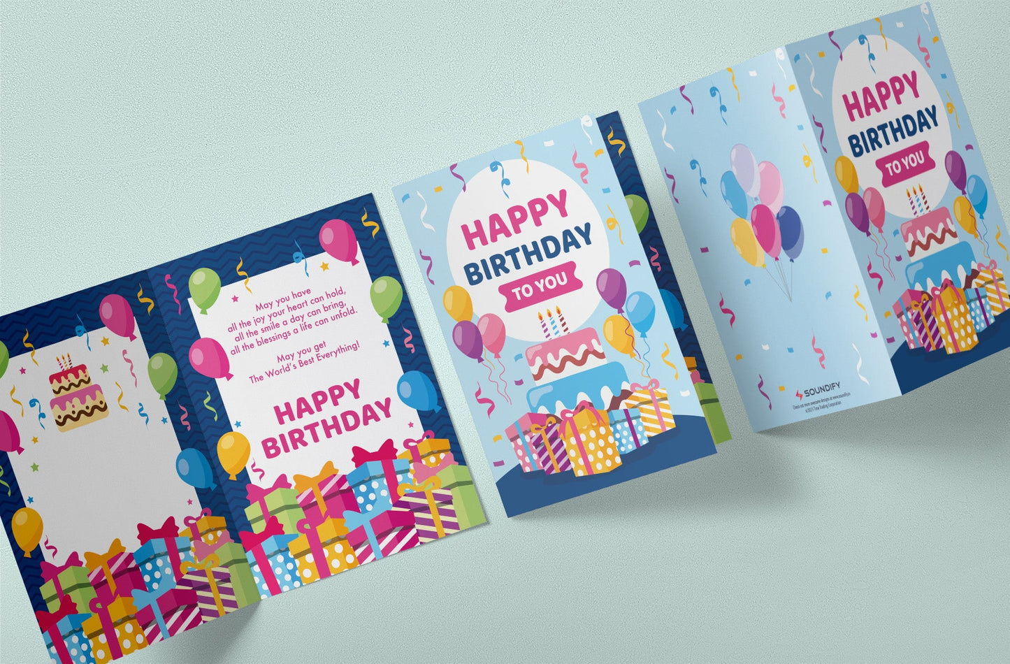 Happy Birthday Musical Card (Light Blue) - Soundify