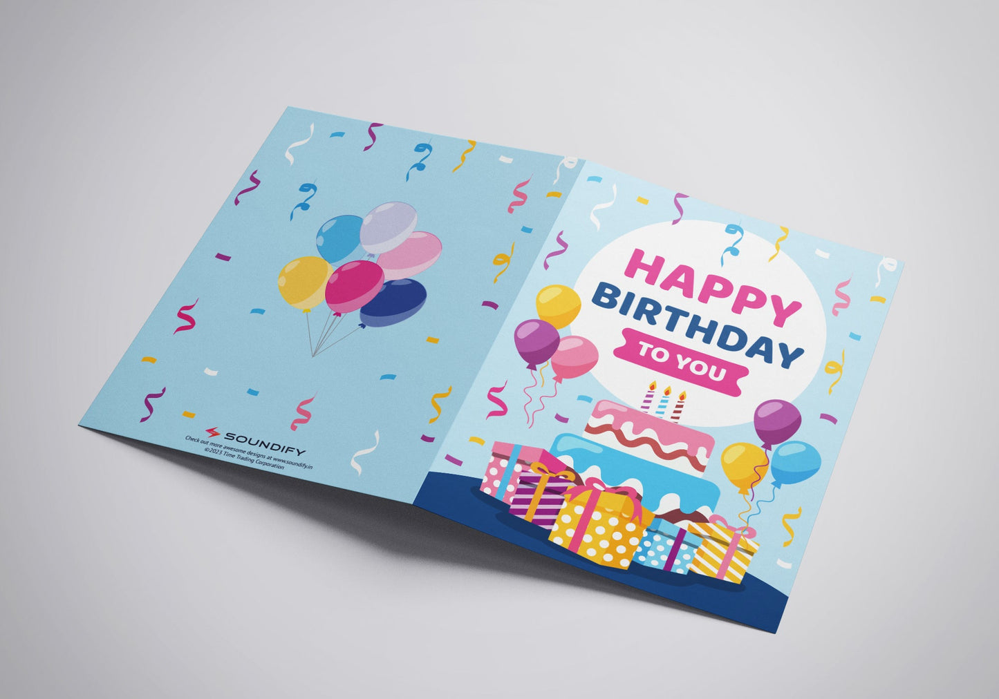 Happy Birthday Musical Card (Light Blue) - Soundify